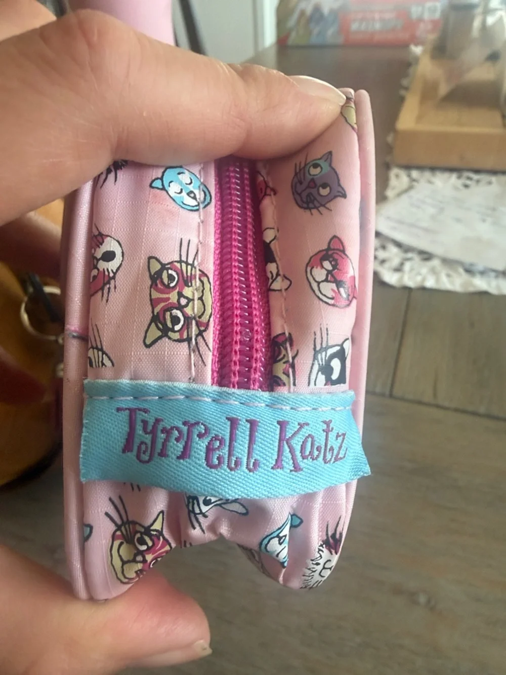 Children's Pink Cat Print Pencil Case - Cute Cartoon Design
